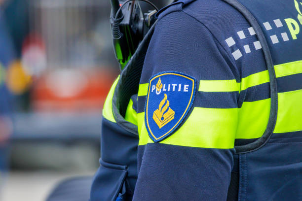 Close up of a Dutch police uniform with official badge in The Netherlands